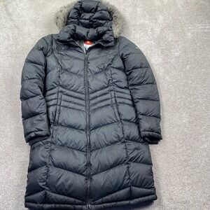 Columbia Puffer Parka Women S Black Omni-Heat Down Faux Fur Hood Snag
